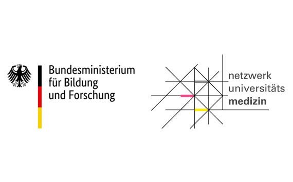 Logo des BMBF und Logo des Netzwerk Universitätsmedizin