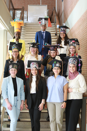 Students with doctor's hat