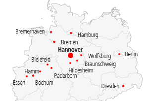 Map of Baby Lion study centers in northern Germany