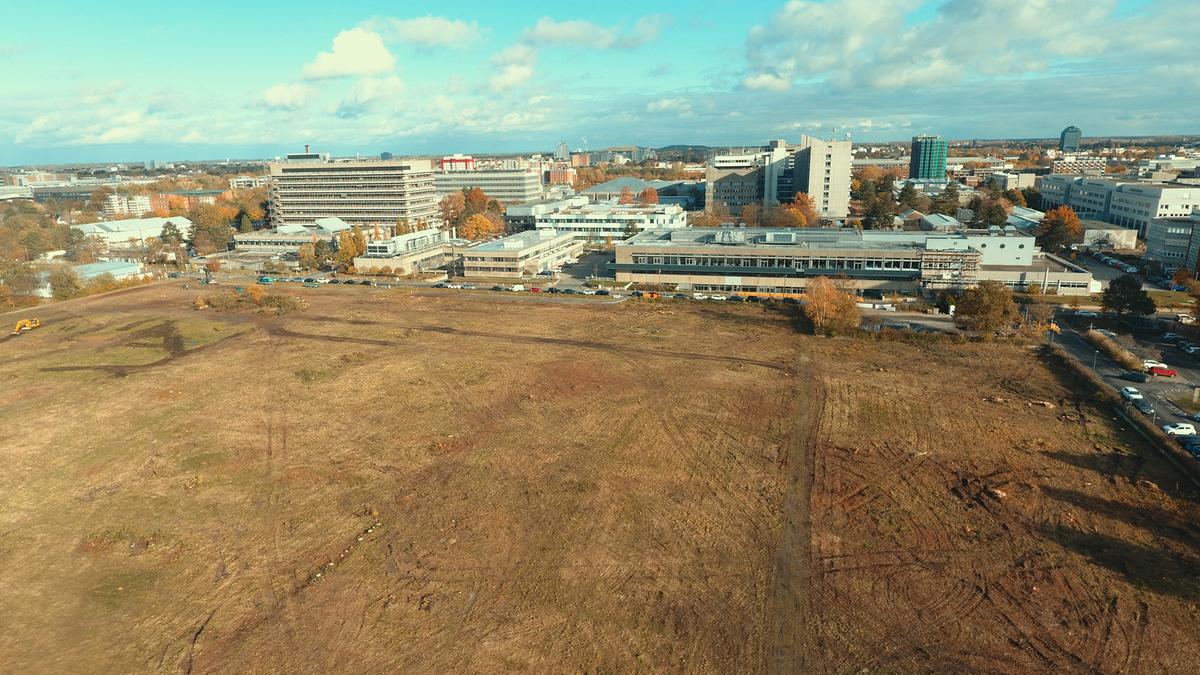 Drohnenbildaufnahme vom Baufeld Stadtfelddamm